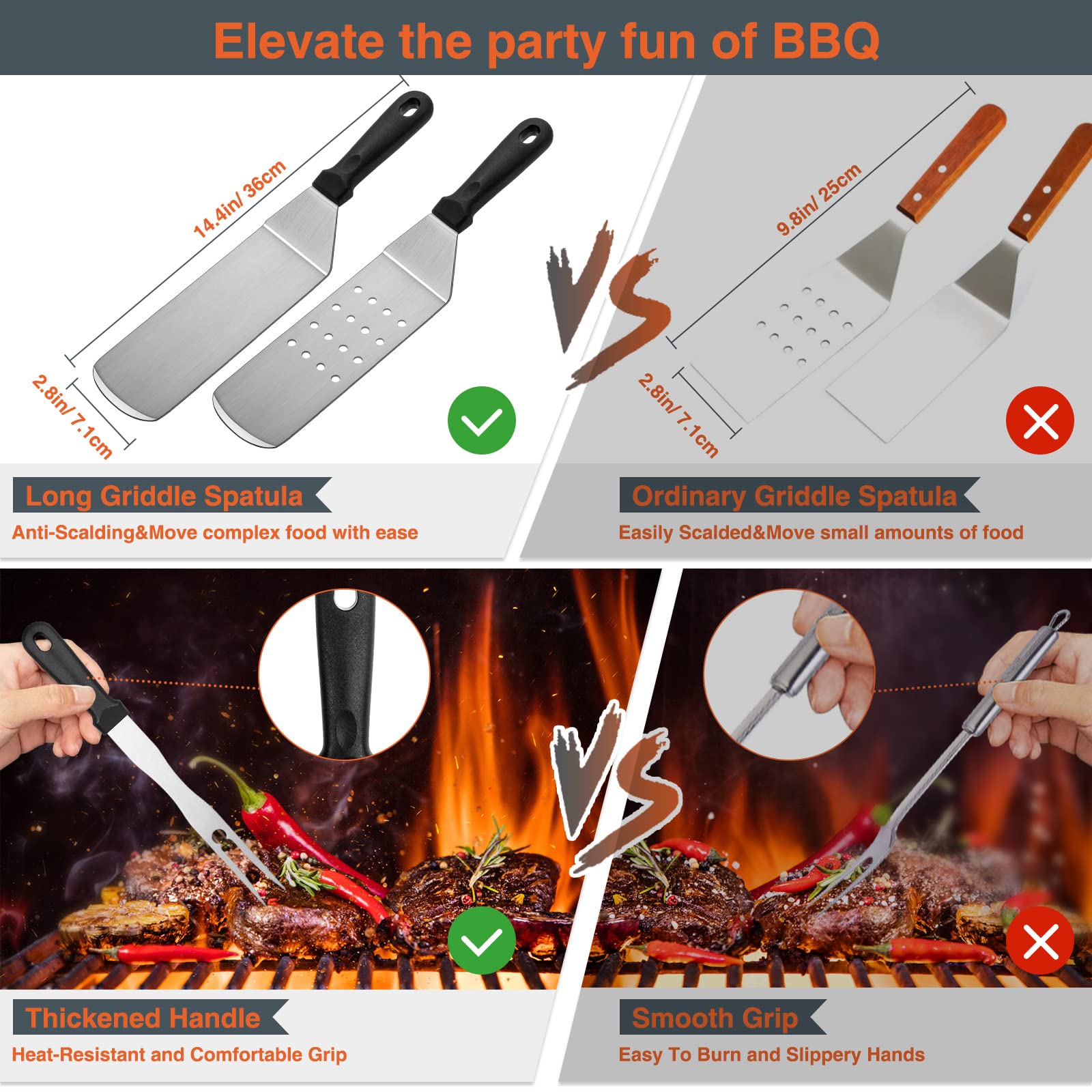 Aeekel Flat Top Grill Accessories, 37Pcs Blackstone Griddle Accessories Kit For Camp Chef, Bbq Grilling Gifts For Men Women, Pro